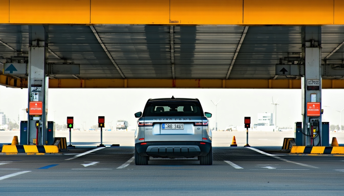 Electronic toll tag installation on Dubai vehicle